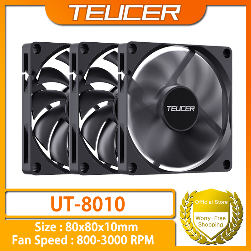 TEUCER พัดลมระบายความร้อน 80มม. รุ่น UT-8010 4พิน บางพิเศษ 3000รอบต่อนาที สําหรับเคสพีซีและซีพียู