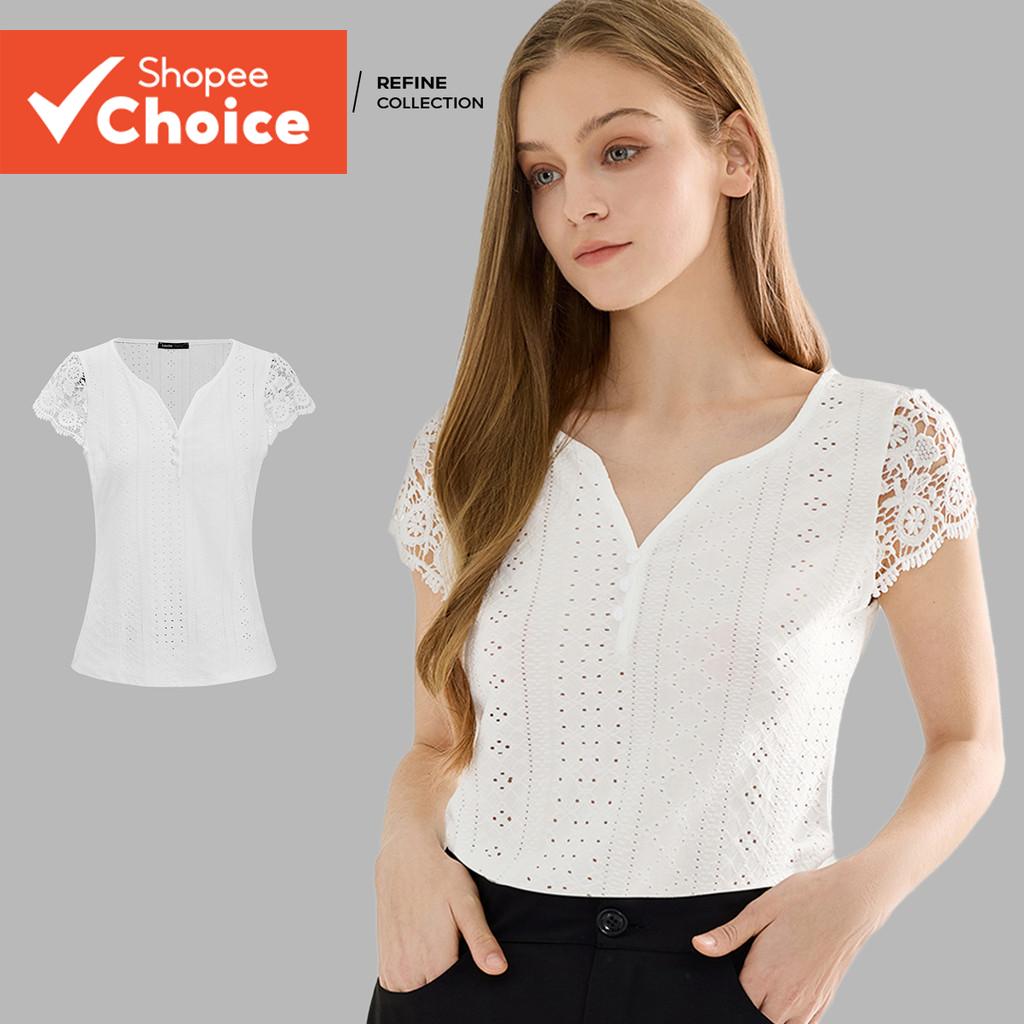 ( Refine) ผู้หญิง Elegant Blouse เสื้อเย็บผ้าธรรมดา L119BR068