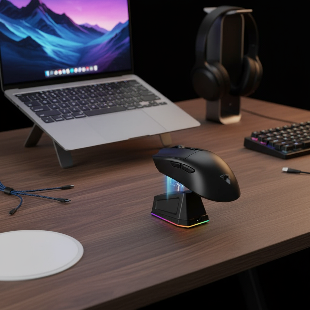 เมาส์เกมมิ่งไร้สาย WD139 บางเฉียบ ชาร์จ RGB แท่นชาร์จแม่เหล็ก เหมาะสําหรับเกมเมอร์ PC/Mac/Laptop - ส