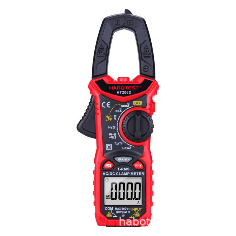 A HT206D มัลติมิเตอร์แบบแคลมป์แอมมิเตอร์ AC DC ดิจิตอลความแม่นยําสูง