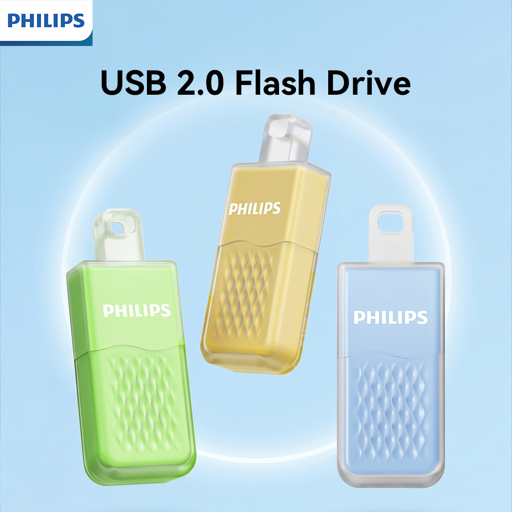 แฟลชไดรฟ์ USB 2.0 ลายไอศครีมน่ารัก PHILIPS พร้อมรูร้อยสายคล้องคอ ความจุ 8GB ถึง 64GB สีเหลือง/น้ําเง