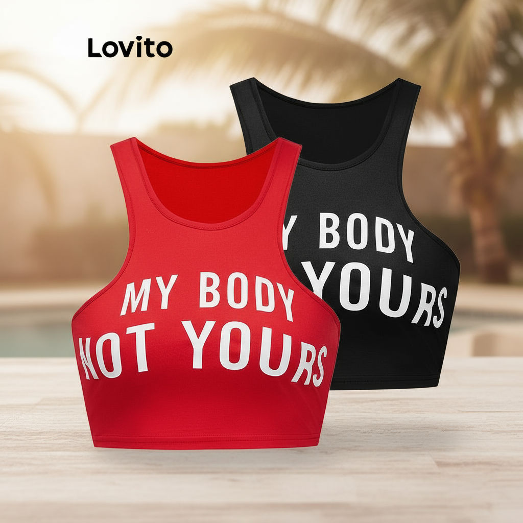 เสื้อกล้ามผู้หญิง Lovito ลายตัวอักษร Y2K ทรงพื้นฐาน สําหรับผู้หญิง รุ่น L88AD017 (หลากสี)