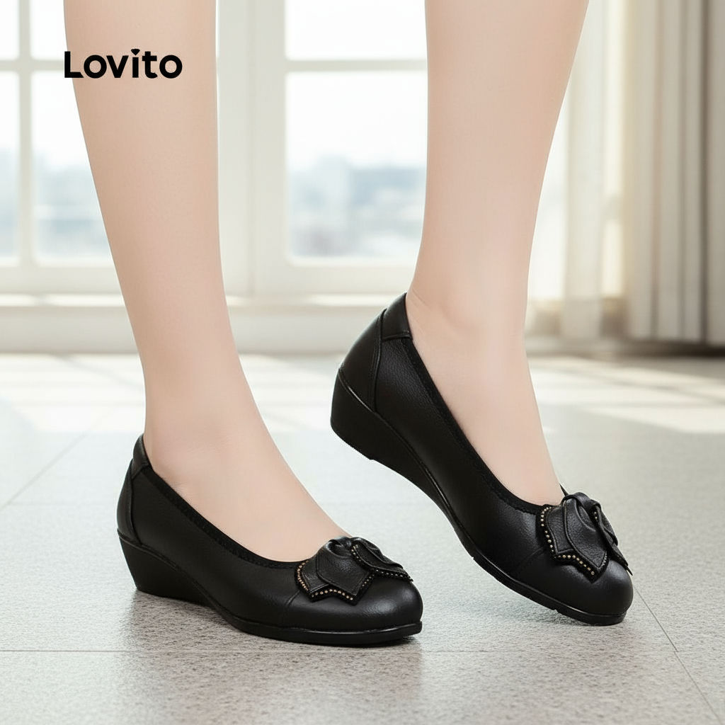 Lovito รองเท้าหนังนุ่มกันน้ํา สวมใส่สบาย สําหรับผู้หญิง รุ่น LFA76317