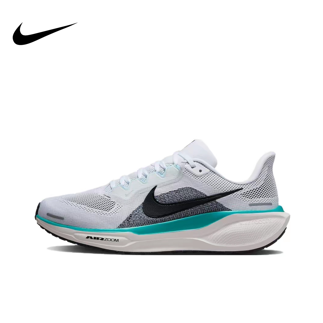 Nike Pegasus 41 รองเท้าผ้าใบผู้ชาย Low Top Air Cushion สําหรับวิ่งและการฝึกอบรมสีขาวสีฟ้า Fd2722-103