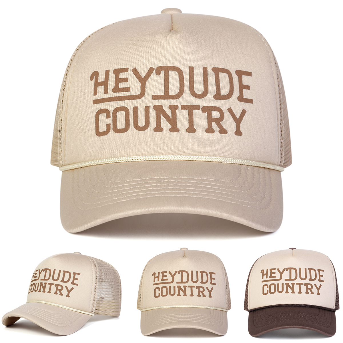 Unisex Hey Dude Country เย็บปักถักร้อยปรับตาข่ายเบสบอลหมวก Sun หมวกฤดูใบไม้ผลิฤดูร้อนกลางแจ้งกีฬา Tr