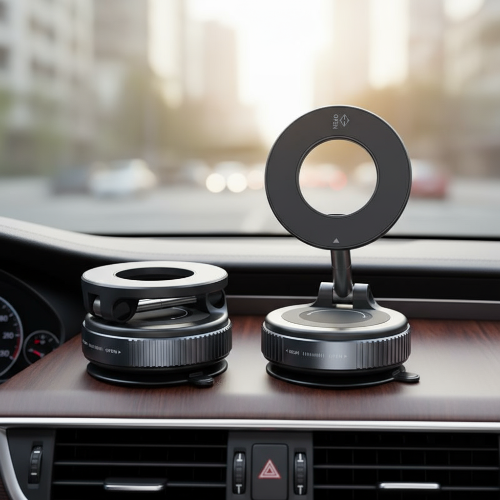 ขาตั้งโทรศัพท์แม่เหล็กหมุนได้ K007 - ที่วางโทรศัพท์ในรถยนต์แบบพกพาพร้อมถ้วยดูดคู่