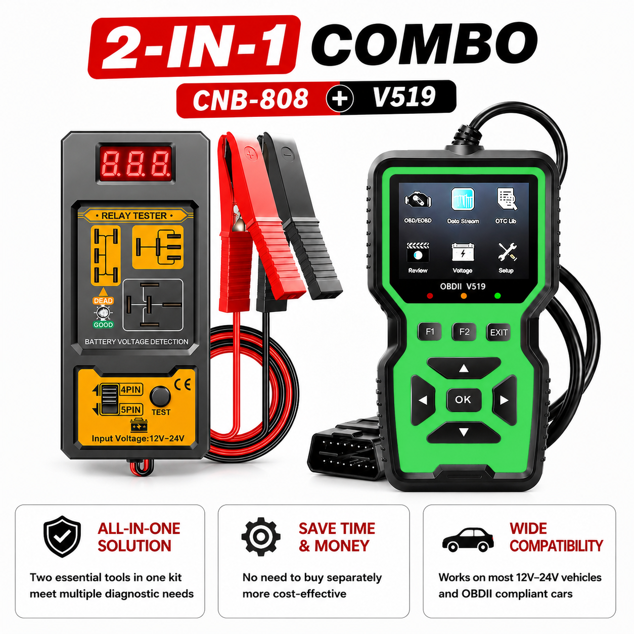 El50448 Tpms Relearn Tool & V519 Obd2 Scanner Code Reader ชุดวินิจฉัยซ่อมรถยนต์