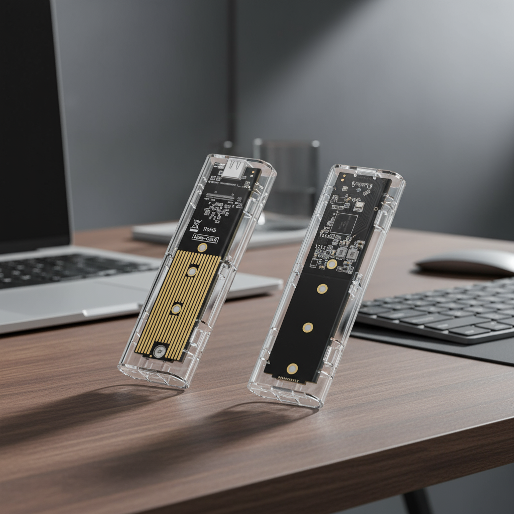 กล่องใส่โปร่งใส M.2 NVMe SSD และ NGFF สําหรับไดรฟ์โซลิดสเตตภายนอกแบบดูอัลโปรโตคอล