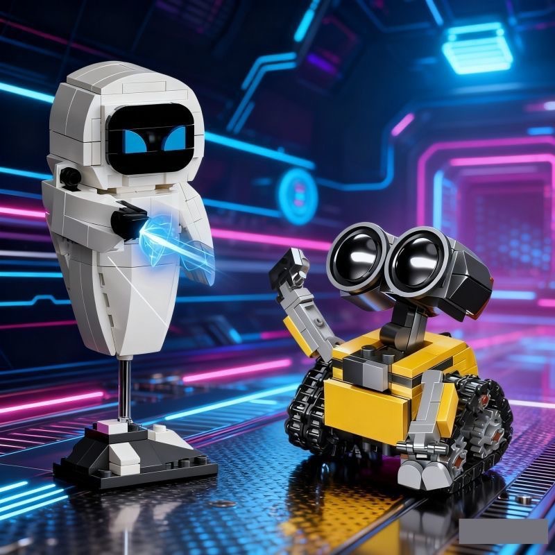 ของเล่นบล็อกตัวต่อ - หุ่นยนต์ WALL-E - ปริศนา 3 มิติ บล็อกขน