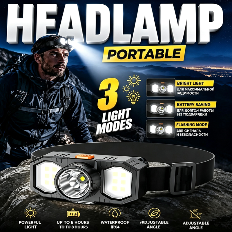 Saimili USB ไฟหน้า LED แบบชาร์จไฟได้ Ultra Bright กันน้ําหัวไฟฉายสําหรับการตั้งแคมป์กลางแจ้งเดินป่าตกปลาขี่จักรยานทํางาน