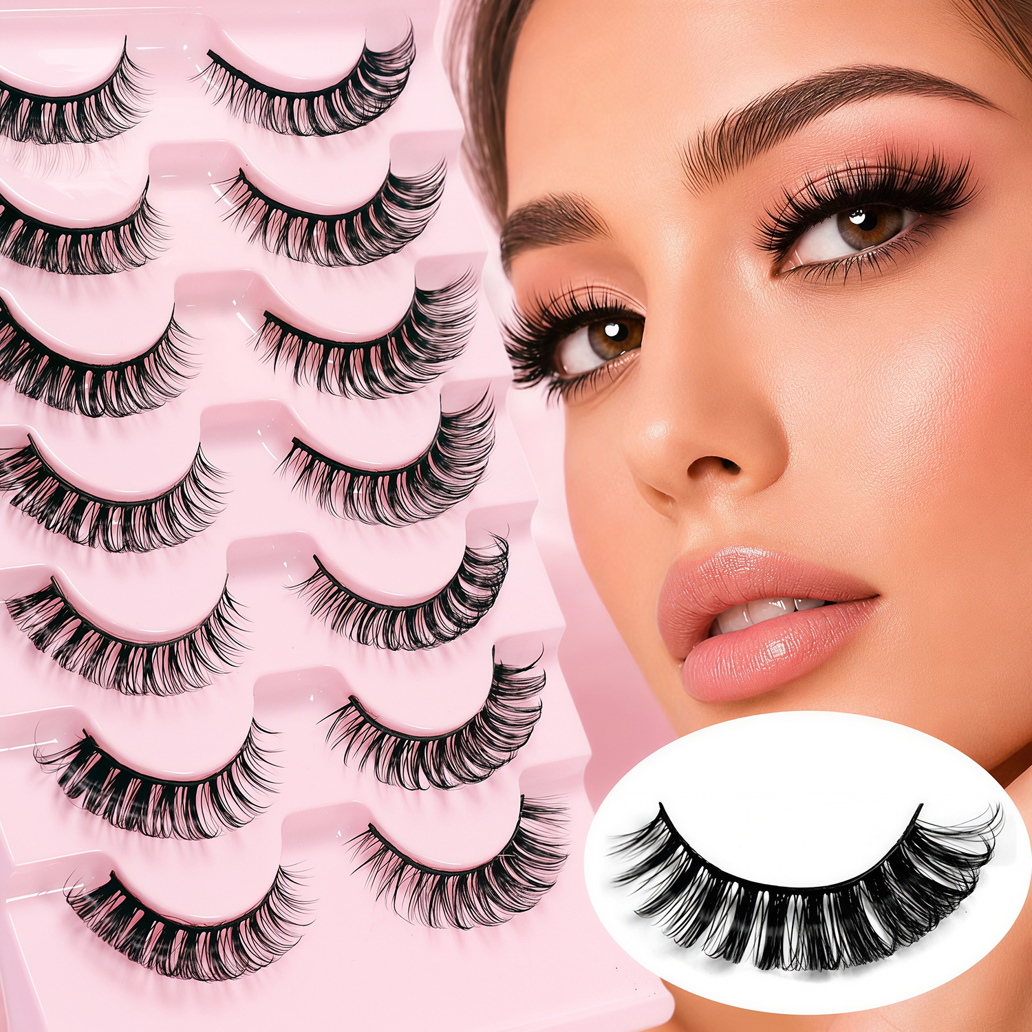 แถบสีดําเอียงปีกรัสเซีย Curl Lashes 7 คู่ Euro Look