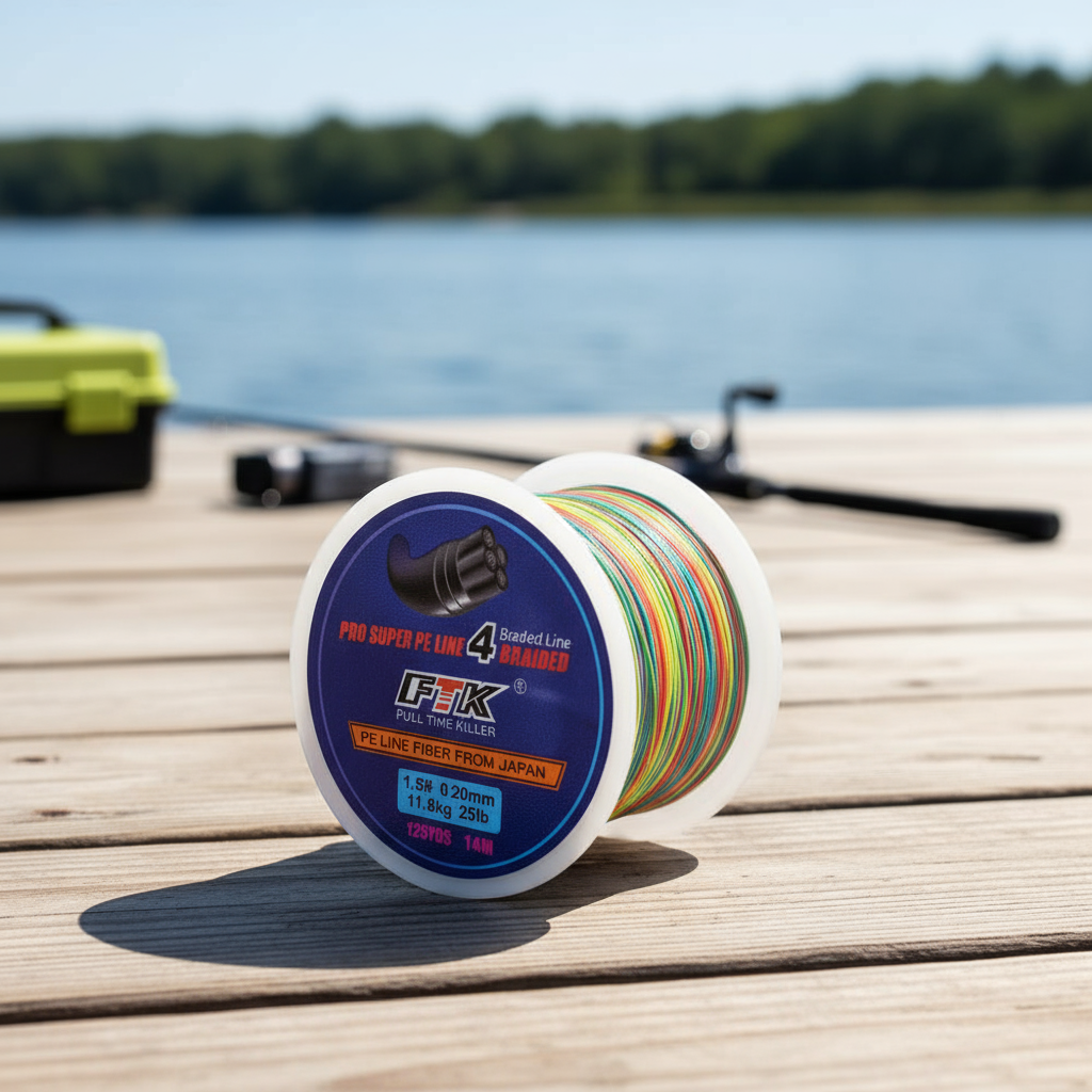 สายถัก PE 4 เส้น FTK 114M - 8-60LB, 0.1-0.4มม., หลายสี (115ม.)