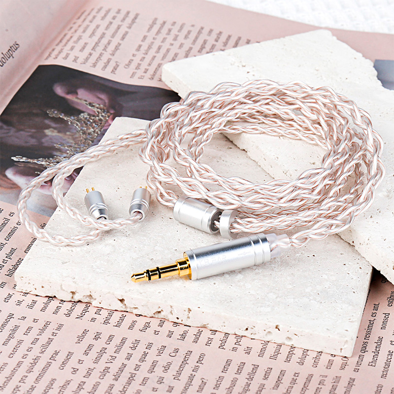 หูฟัง หูฟัง KBEAR Funmusic Silver Pink Braided Replacement Cable High Purity 6N OFC Silver-Plated Co