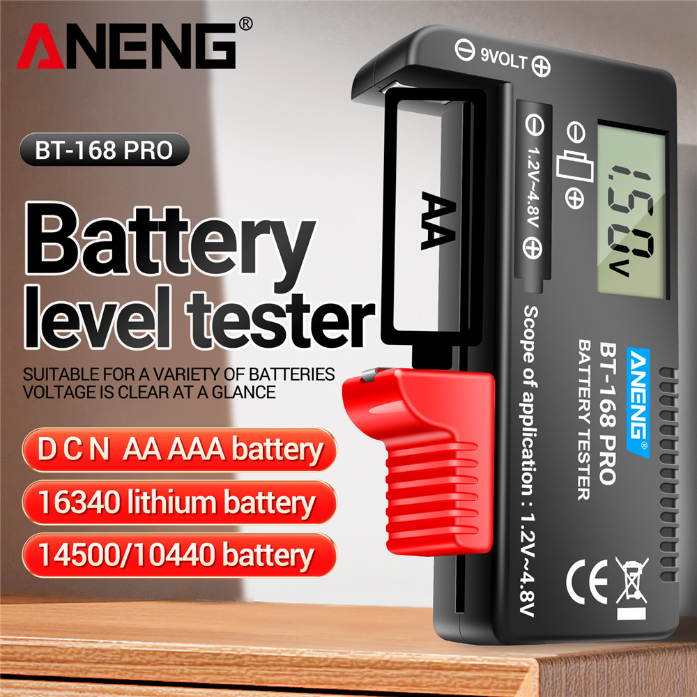 ANENG หนึ่งชุด BT-168 PRO เครื่องทดสอบความจุแบตเตอรี่, ดิจิตอลลิเธียม Universal สําหรับ AAA AA ปุ่มเ