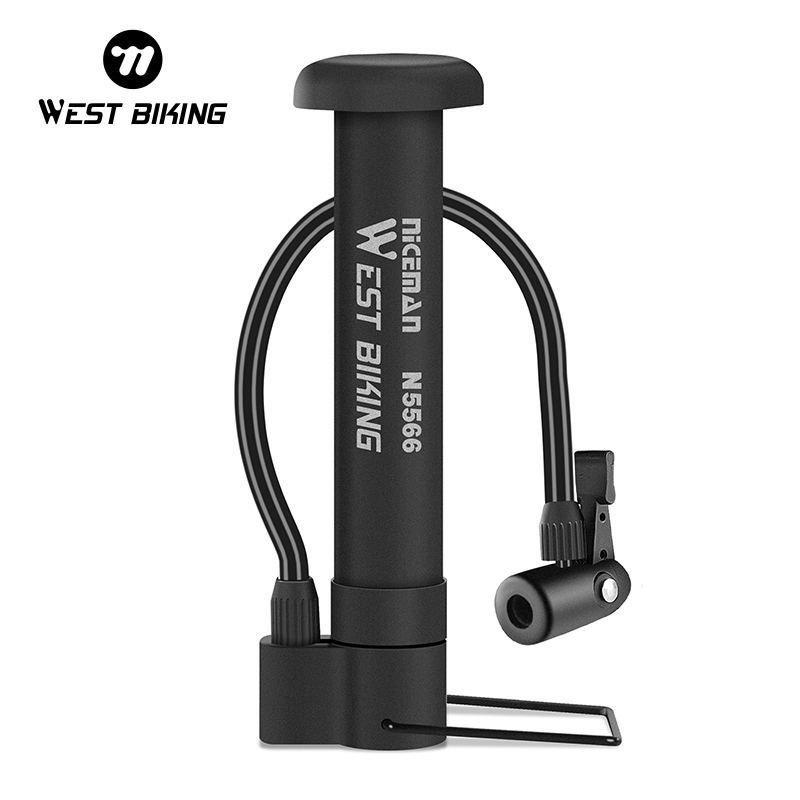 WEST BIKING 80Psi ปั๊มจักรยานแรงดันสูงพร้อมขาตั้งแบบพกพา Mini จักรยานเสือภูเขายาง Inflator