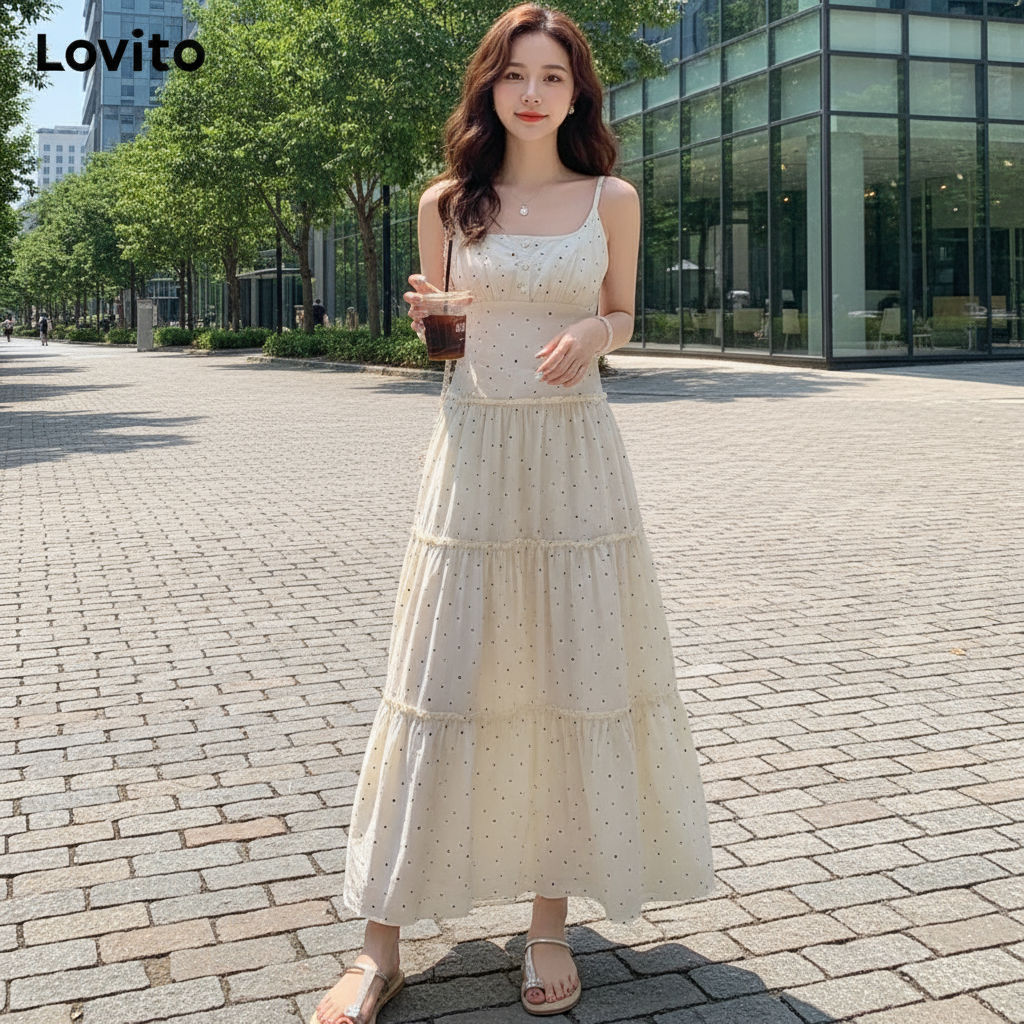 trendy4-Lovito ชุดเดรสลายธรรมดาสบาย ๆ สำหรับผู้หญิง LNA75411