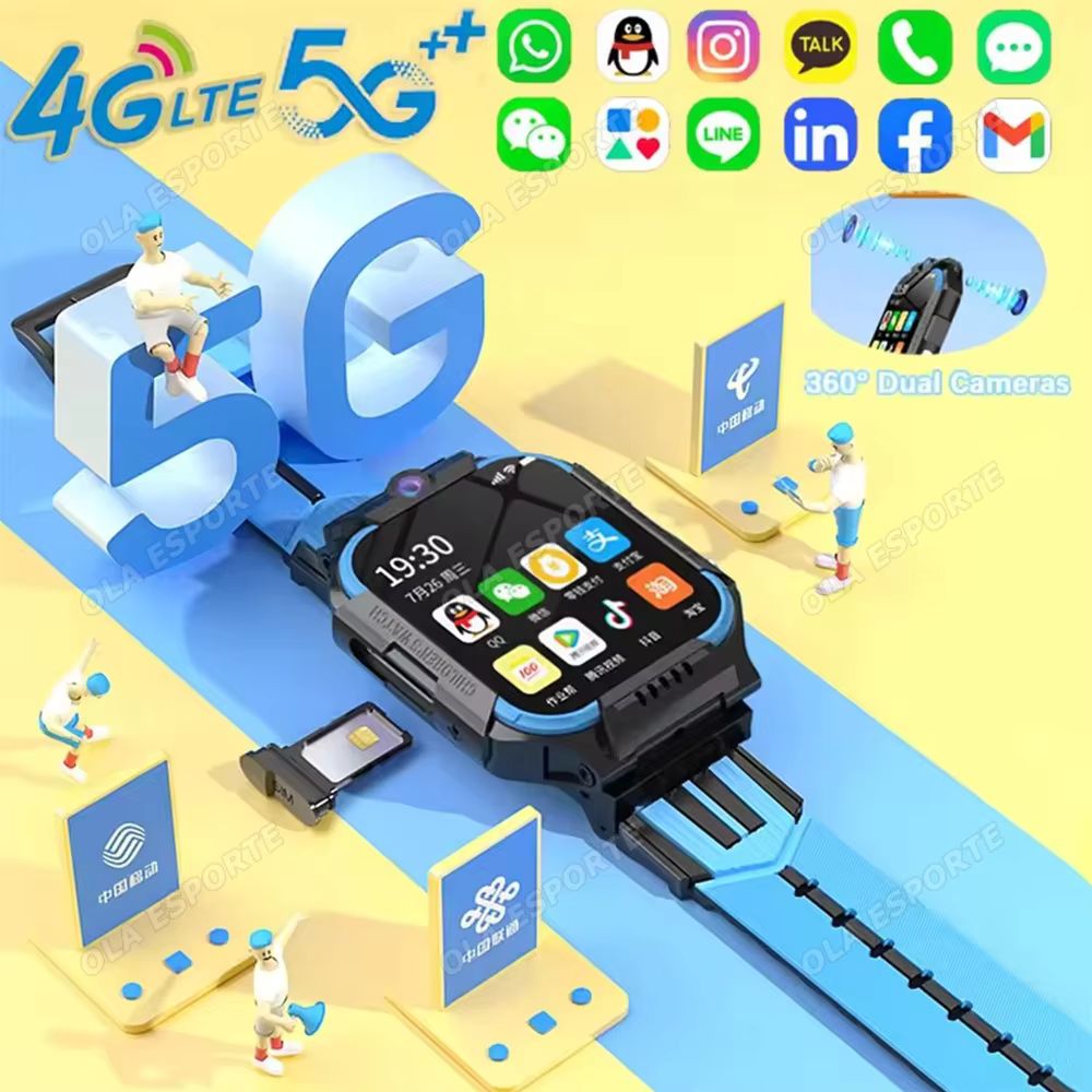 นาฬิกาอัจฉริยะสําหรับเด็ก รองรับซิม 5G, GPS, WiFi, หน้าจอ HD 1.83, แบตเตอรี่ 680mAh, กล้องหน้า, วิดี