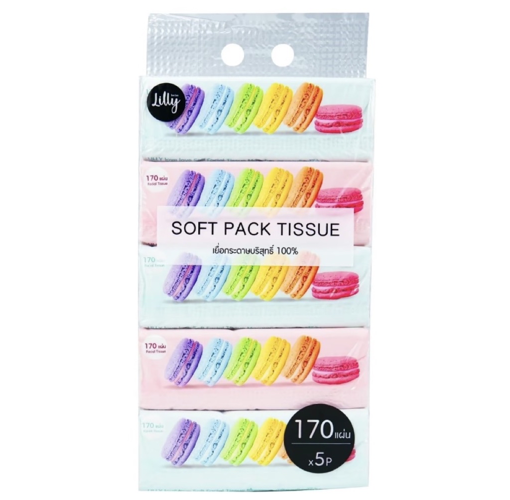 [แพ็ค 5 ห่อ] กระดาษทิชชู่ [แพ็ค 5 ห่อ] กระดาษทิชชู่ Lilly 150+30 แผ่น รวม 180 แผ่น 150+30 แผ่น รวม 1