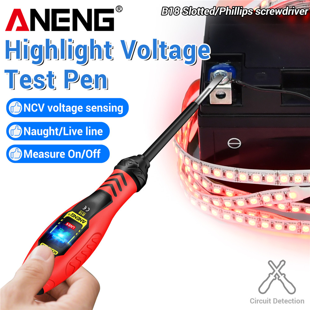 One Pc ANENG B18 ความแม่นยําสูงสมาร์ทปากกาทดสอบมัลติฟังก์ชั่นเครื่องทดสอบการเหนี่ยวนําจอแสดงผลดิจิตอลสีแดง Cross