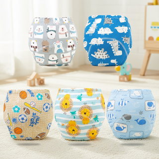  5pcs/3pcs Infant Jogger Pants 100% Cotton Leakproof Reusable Pocket Nappies Unisex Baby Diaper Shorts