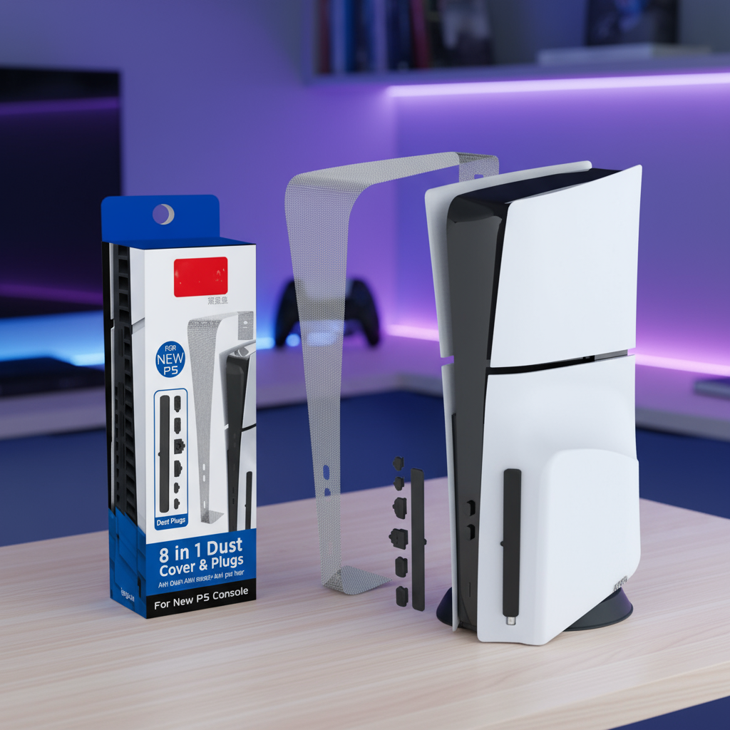 แผ่นป้องกันฝุ่นสําหรับ PS5 Slim พร้อมปลั๊กซิลิโคนและตาข่ายสําหรับคอนโซลดิจิทัล/ดิสก์