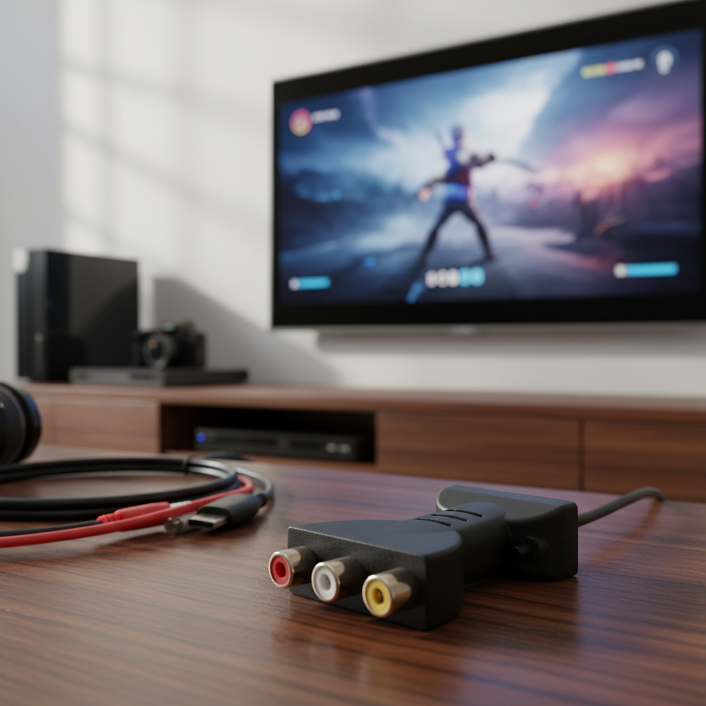 อะแดปเตอร์แปลง 3RCA AV เป็น HDMI สําหรับเครื่องเล่น DVD และโปรเจคเตอร์ พร้อมเอาต์พุตเสียง