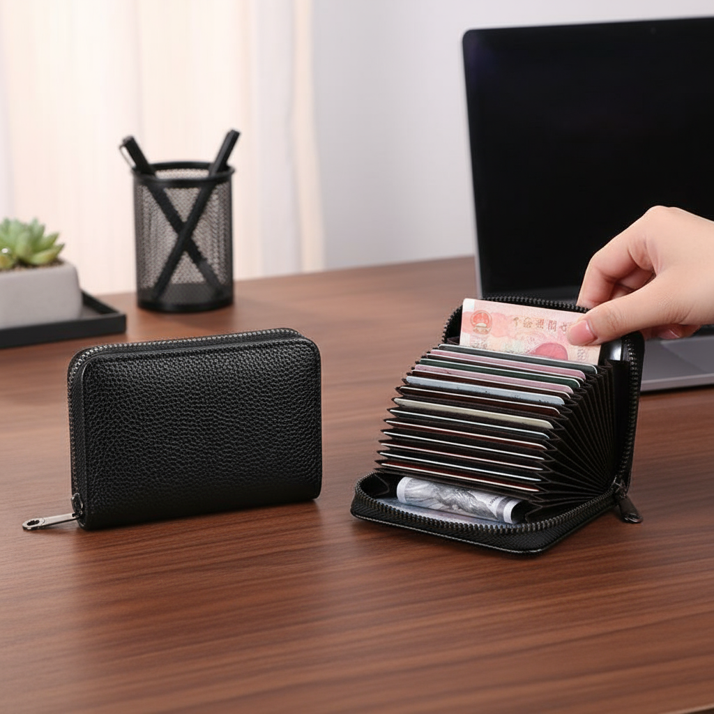 กระเป๋าสตางค์ความจุสูงน้ําหนักเบาพิเศษ RFID Blocker Card Organizer สําหรับทุกเพศ