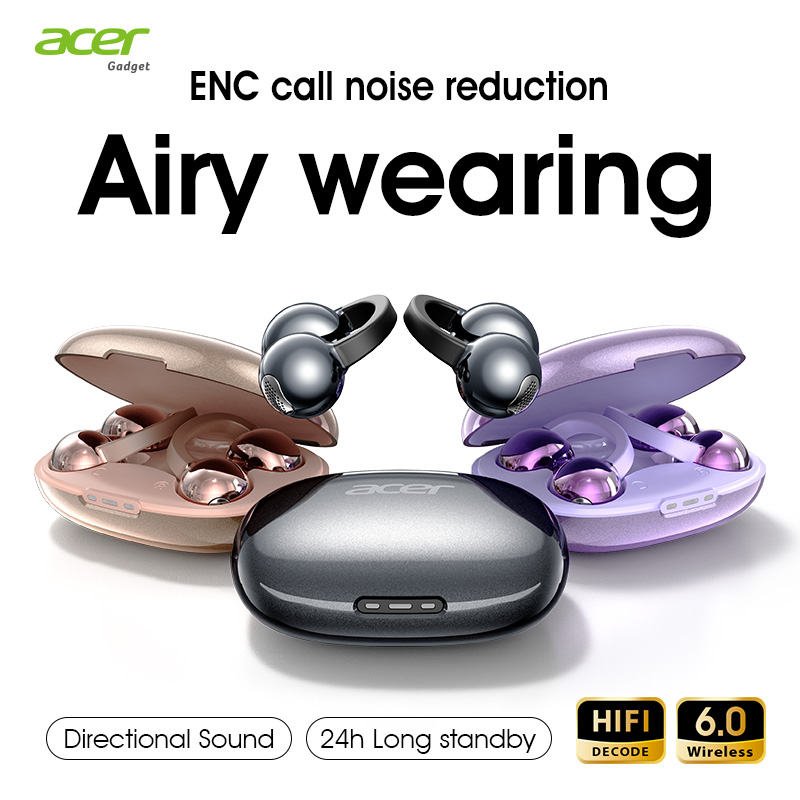 Acer OHR825 หูฟังคลิปหูหูฟังไร้สายบลูทูธ 6.0 5g น้ําหนักเบาสามเหลี่ยม Stable Fit 24H เวลาเล่น Comfor