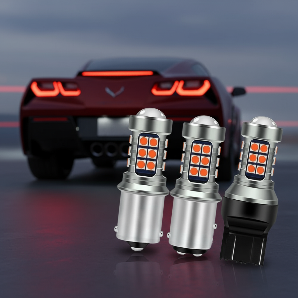 หลอดไฟเบรก LED 27 ดวง - โหมดแฟลชและคงที่ เหมาะกับ Honda, Toyota, Nissan, T20/7443 1157/P21-5W