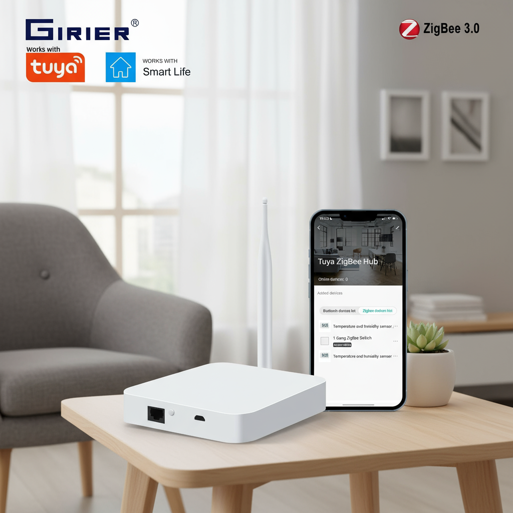 GIRIER ทํางานร่วมกับ Tuya ZigBee Gateway Hub พร้อมเสาอากาศ เกตเวย์อัจฉริยะแบบมีสายฮับตาข่ายสําหรับระ