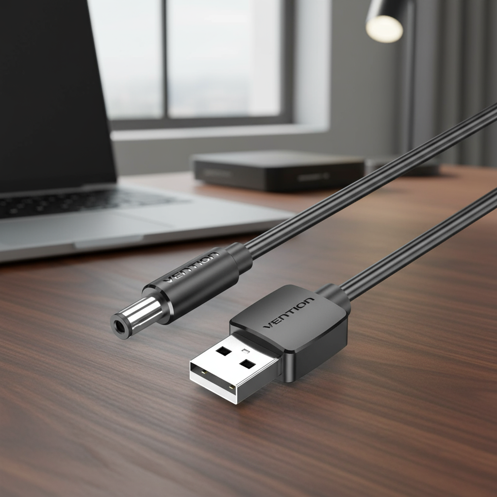 สายชาร์จ Vention 28 AWG USB to DC 5.5mm สําหรับพัดลมขนาดเล็ก ฮับ โคมไฟตั้งโต๊ะ