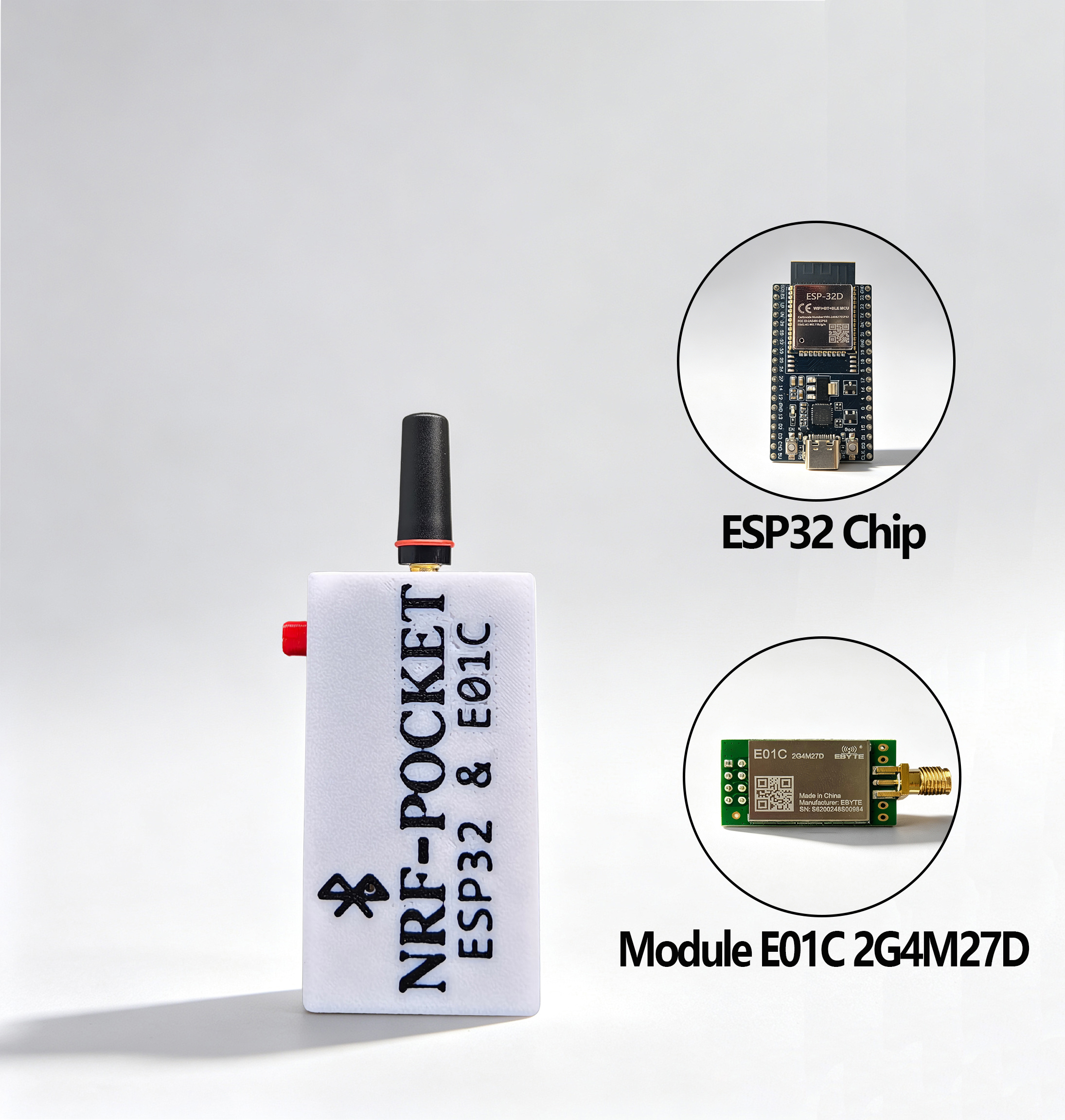 ชุดพัฒนา ESP32 + NRF24L01 (E01C-2G4M27D)เสาอากาศอัปเกรด อุปกรณ์บล็อกสัญญาณบลูทูธ ประเภท C
