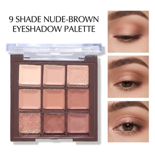 9 สี Glitter Shimmer Eyeshadow Palette ราคาไม่แพงแต่งหน้า Fine Shimmer High Pigment กันน้ํา Earth Tone