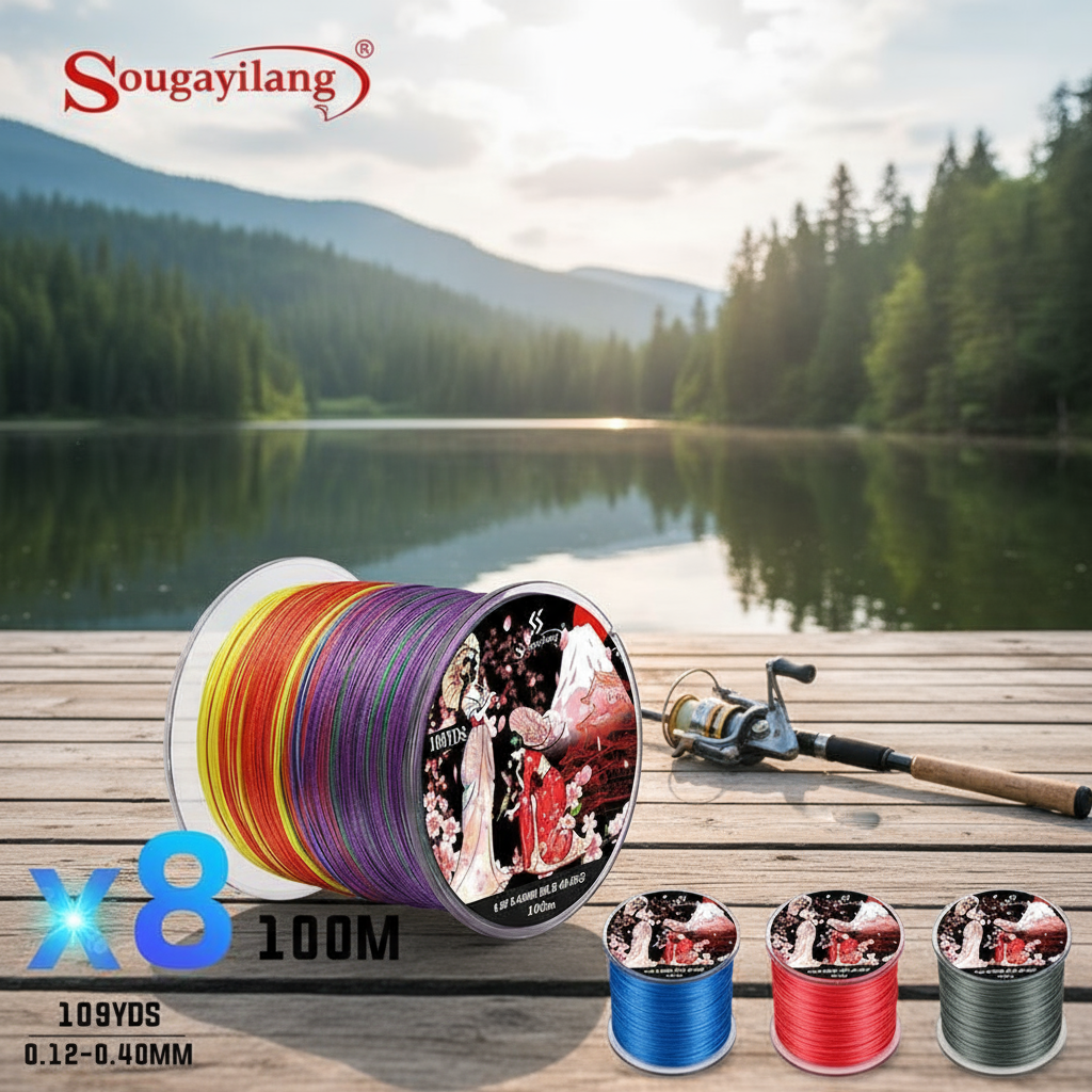Sougayilang X8 สายถักเปีย PE, 8 เส้น, 100M, 0.6#-6.0# (22-88LB), แข็งแรงพิเศษ, สําหรับตกปลาทั้งน้ําจ