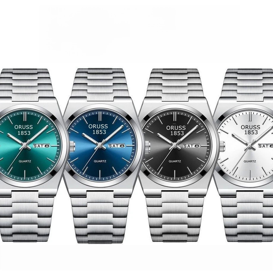Oruss Swiss Brand Mens Waterproof Luminous Calendar Stainless Steel Business Watch