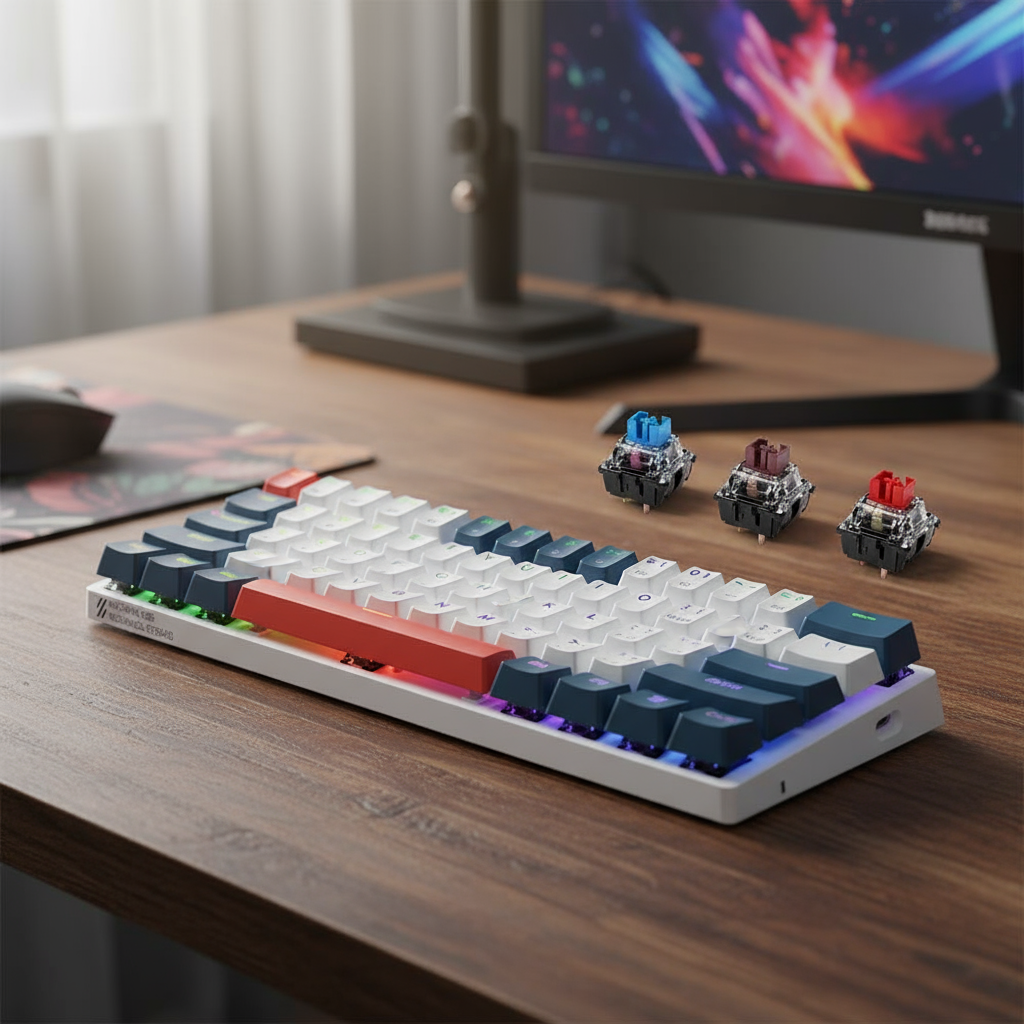 Machenike K500 B61 คีย์บอร์ดแมคคานิคอล 60% ไฟ RGB เปลี่ยนสวิตช์ได้ มีสายสําหรับเล่นเกม