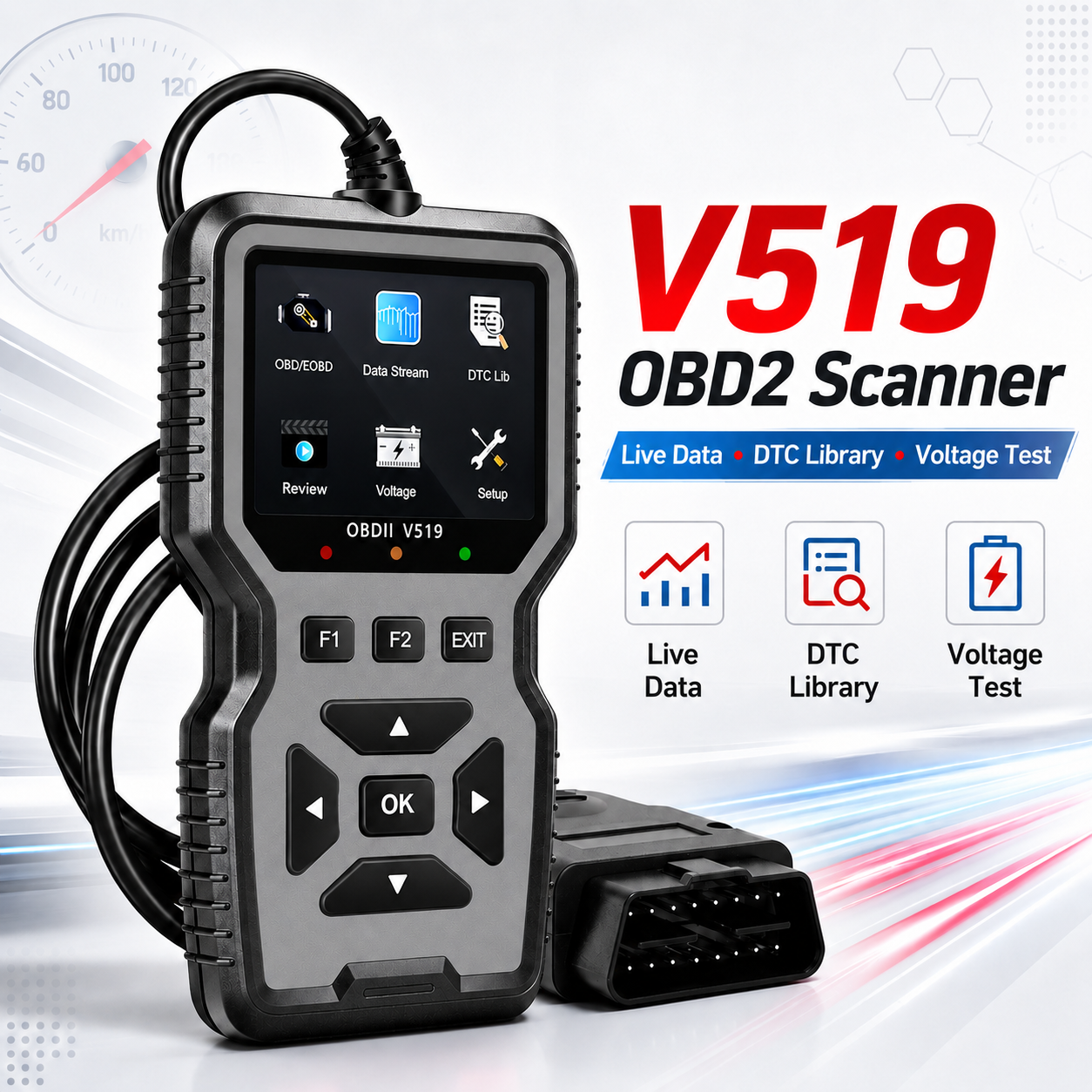 เครื่องอ่านรหัส Obd2 V519 ยางลบ Live Data Scanner Obdii Eobd เครื่องมือวินิจฉัยมืออาชีพสําหรับรถยนต์