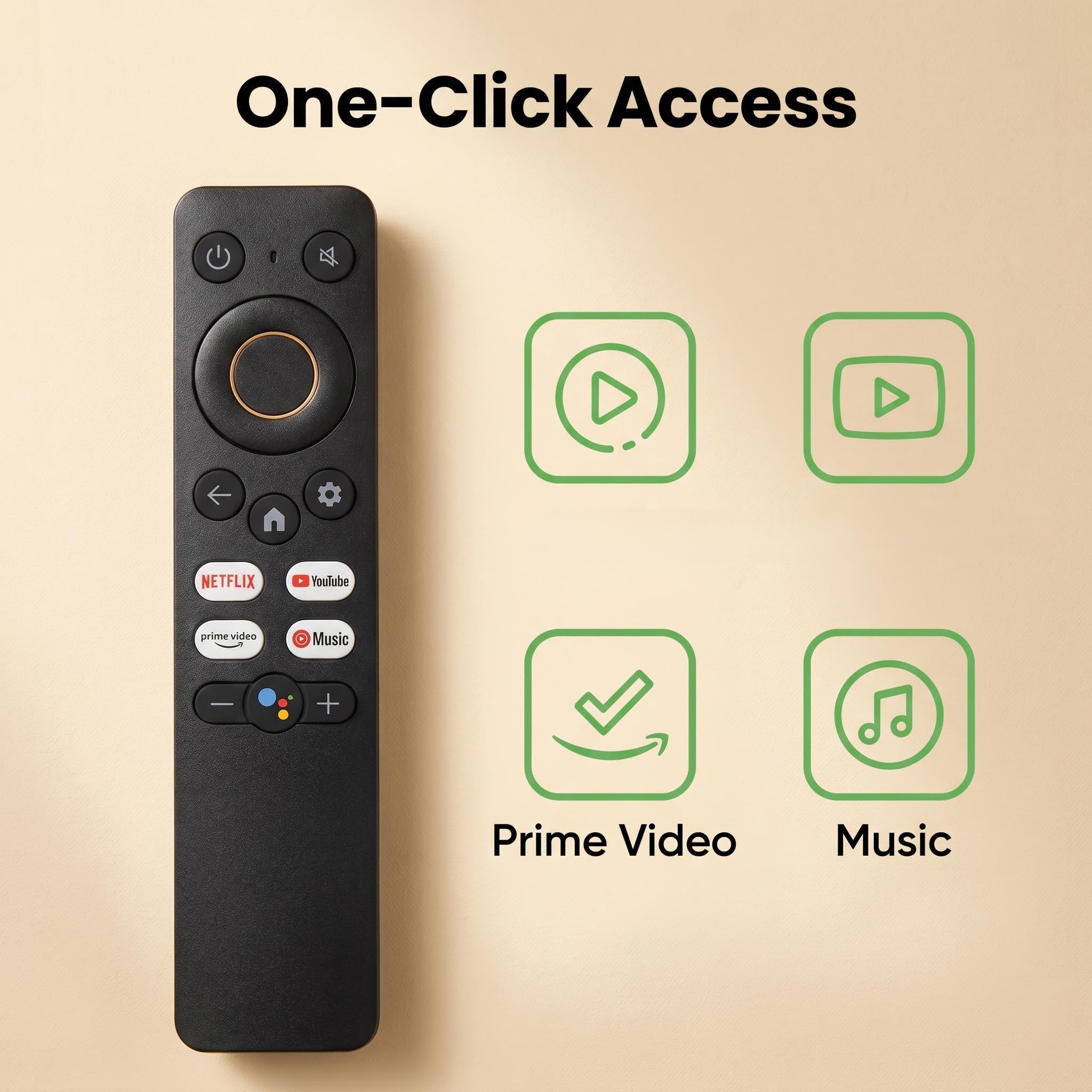 รีโมทบลูทูธทดแทนสําหรับ Realme TV Stick พร้อมปุ่มลัด Netflix, YouTube, เพลง และ Prime Video