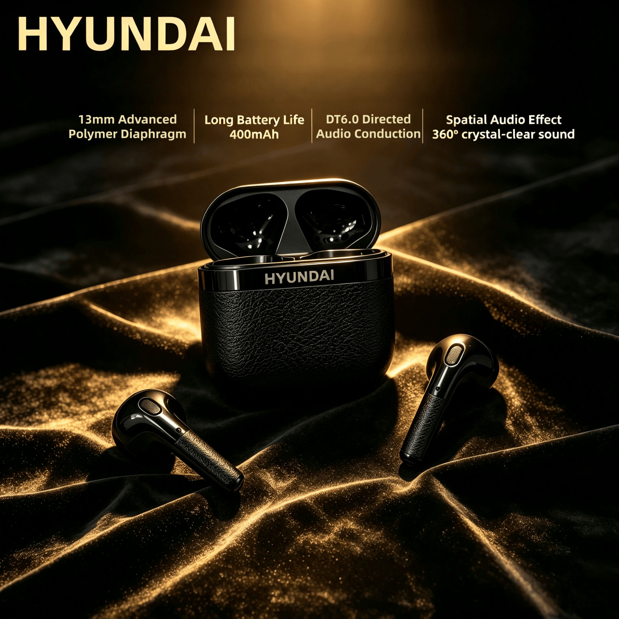 HYUNDAI T02 Pro หูฟัง TWS ไร้สายบลูทูธ 5.4 หูฟัง IPX5 กันน้ํากีฬา Low Latency หูฟังโหมดเกมมือถือชุดห