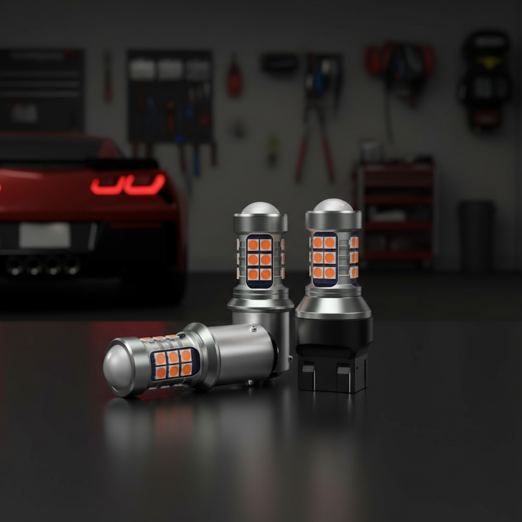 หลอดไฟเบรก LED 27 ดวง - เข้ากันได้กับ Honda/Toyota/Nissan, ไฟกระพริบและไฟนิ่ง, T20/7443 1157/P21-5W