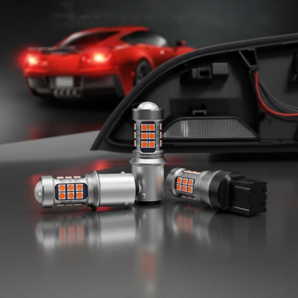 หลอดไฟเบรก LED 27 ดวง สําหรับ Honda, Toyota, Nissan - โหมดกระพริบและนิ่ง, T20/7443 1157/P21-5W