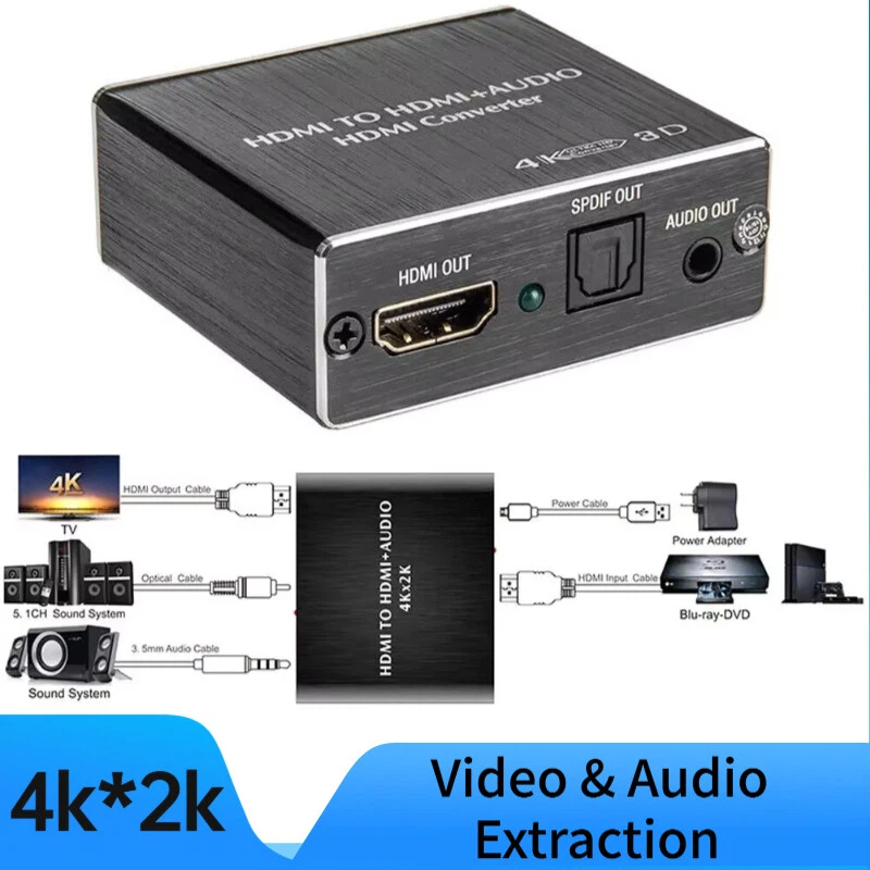 4Kx2K HDMI Audio Extractor Converter อะแดปเตอร์แยกเสียงสเตอริโอ 3.5 มม.สําหรับ PS4
