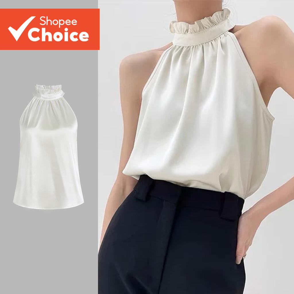 ผู้หญิง Elegant Plain Lettuce Trim Tank Top L131ED026