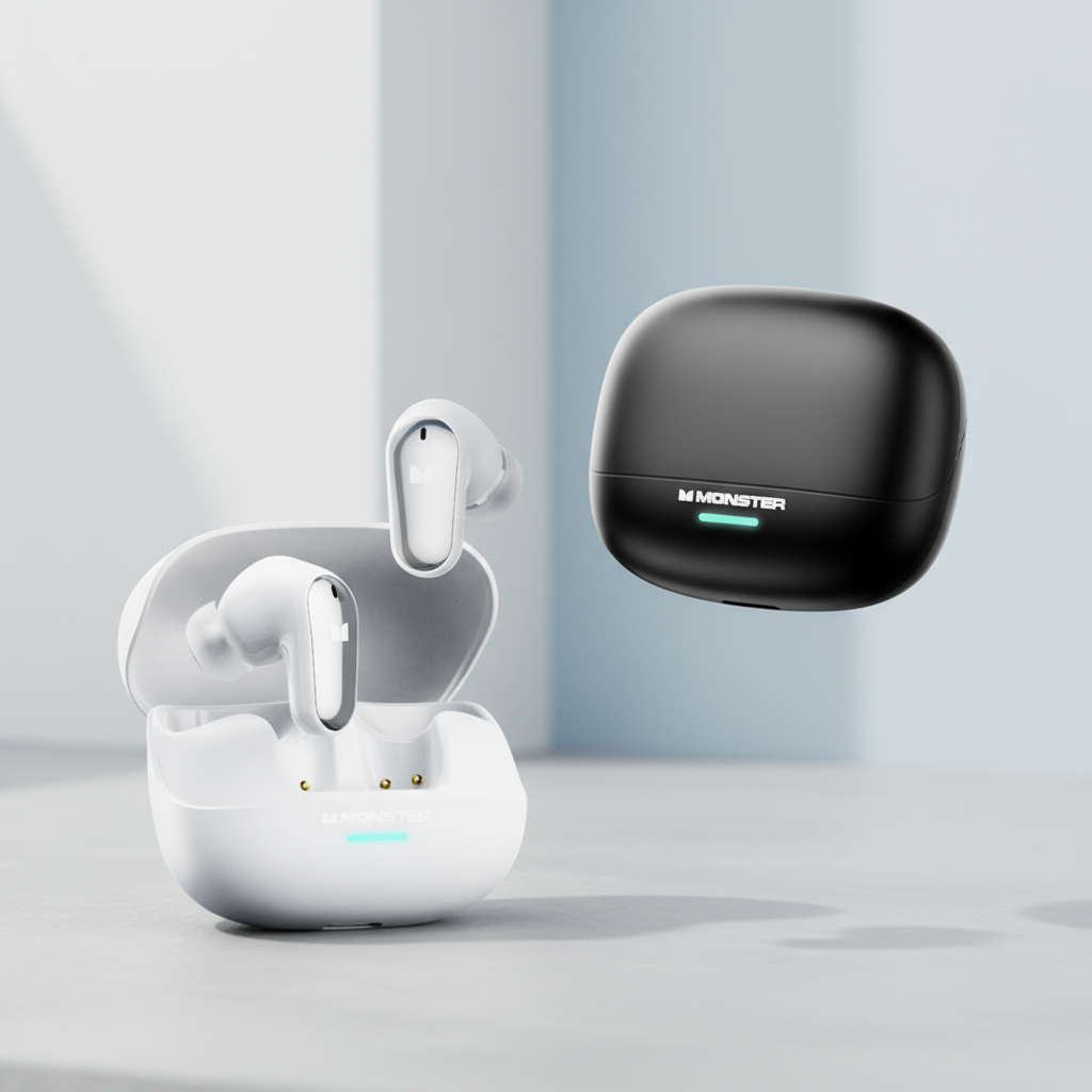 หูฟัง Monster MQT52 – ตัดเสียงรบกวน, เล่นเกมหน่วงต่ํา, โหมดคู่, แบตเตอรี่อึด, โทร HD