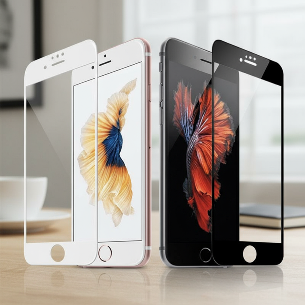 ฟิล์มกระจกนิรภัยกันรอยหน้าจอ สําหรับ iPhone 6 7 8 Plus 6s SE 2020 - 1 ชิ้น สีขาวหรือดํา