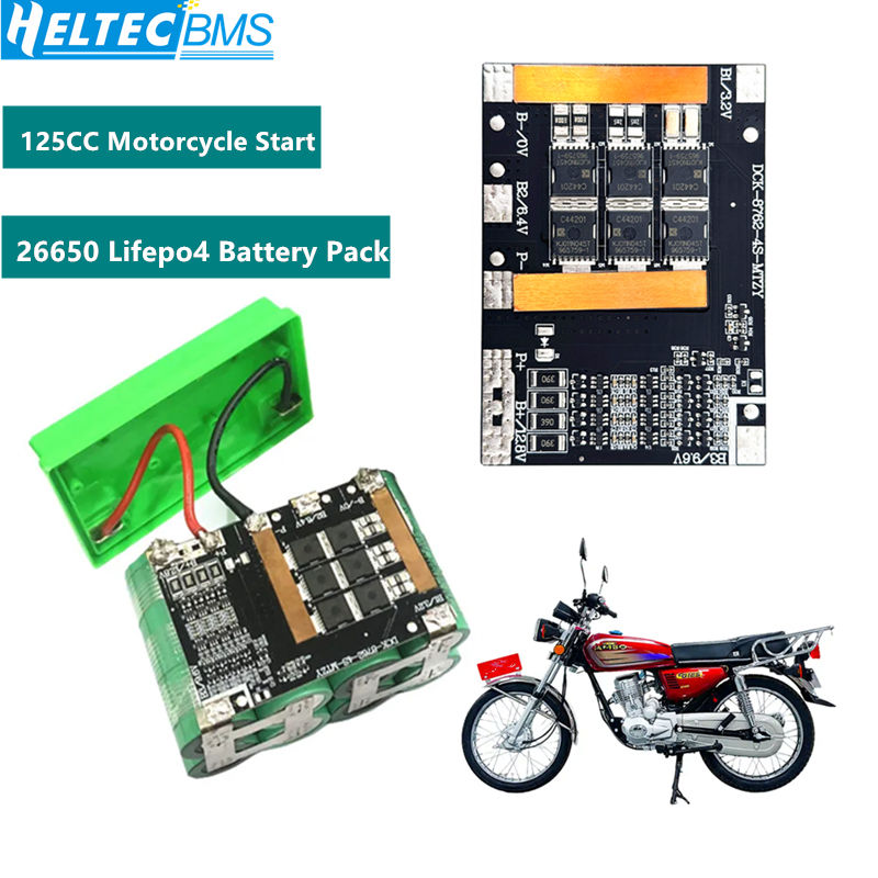 One Piece Heltecbms 4S 80A BMS 26650 12V LiFePO4 แบตเตอรี่บอร์ดสมดุลสําหรับรถจักรยานยนต์เริ่มแบตเตอร