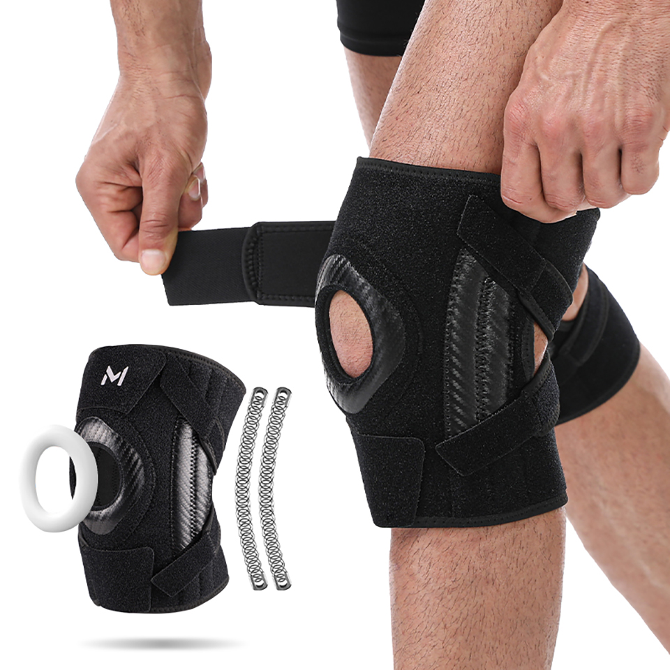 1 ชิ้นกีฬา Kneepad ซิลิโคนปรับฤดูใบไม้ผลิสนับสนุน Crashproof Meniscus วิ่งคู่เข่าสนับสนุน