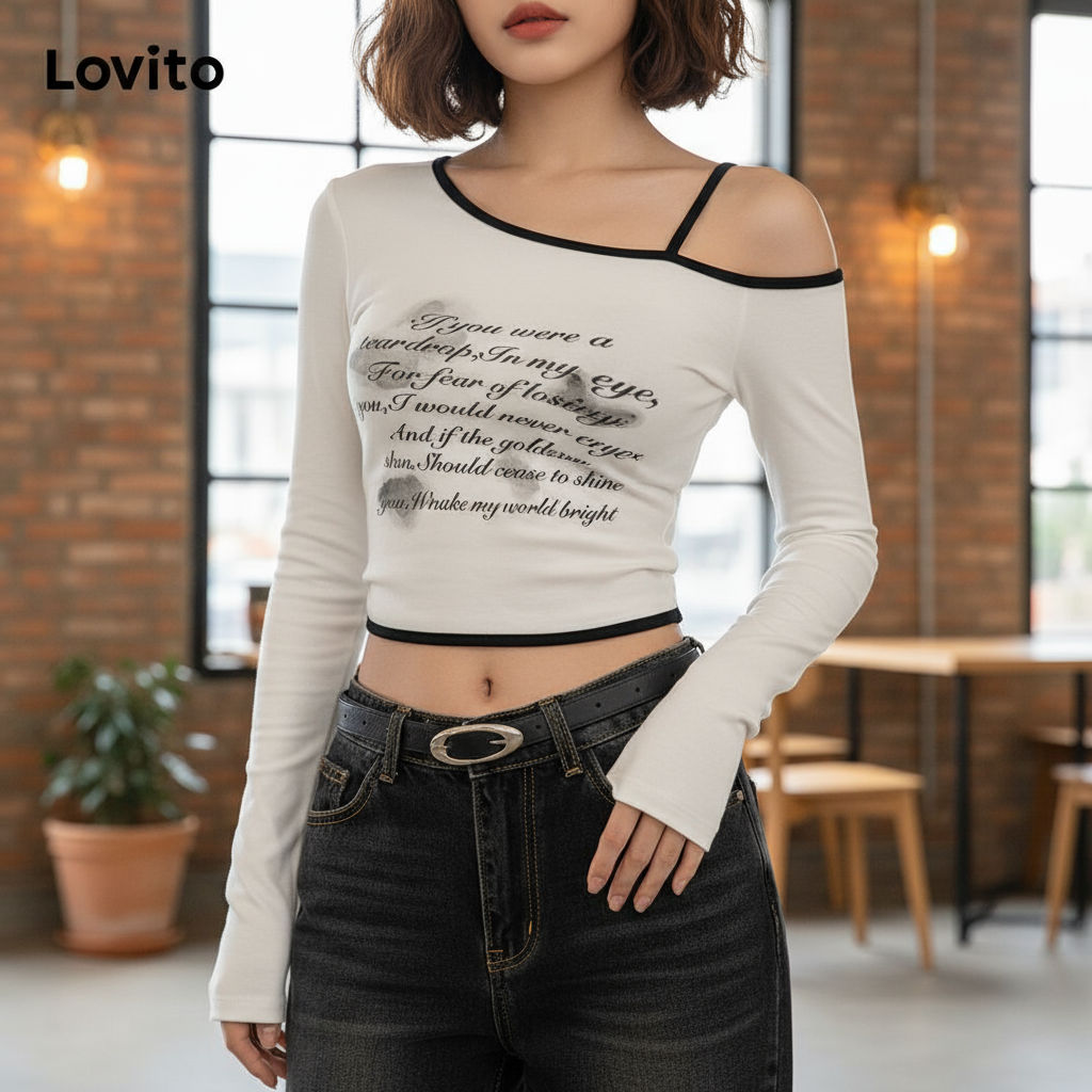 Lovito เสื้อลําลองผู้หญิงลายเรียบ LNA71031\2