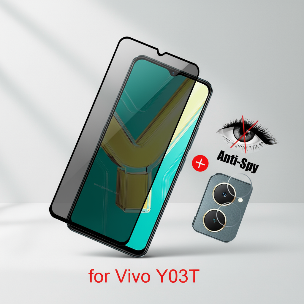 Vivo Y03T Y03 4G ฟิล์มกระจกนิรภัยป้องกันสปายและฟิล์มเลนส์กล้อง