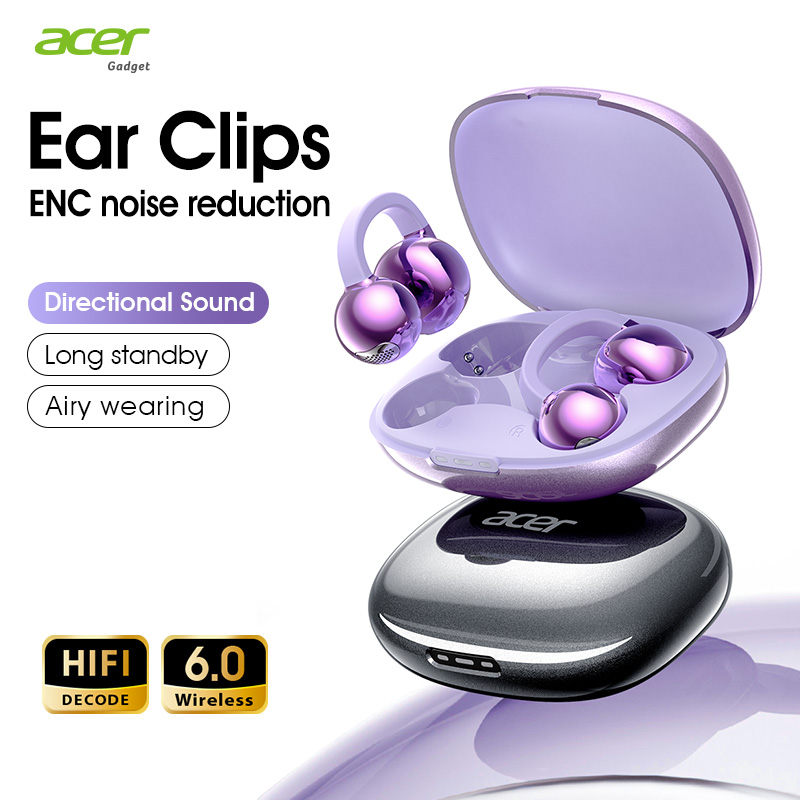 Acer OHR825 หูฟังเปิดหูคลิปหูฟังบลูทูธ 6.0 5g Ultra-Light 24H แบตเตอรี่เสียงทิศทาง ENC Call Noise Ca